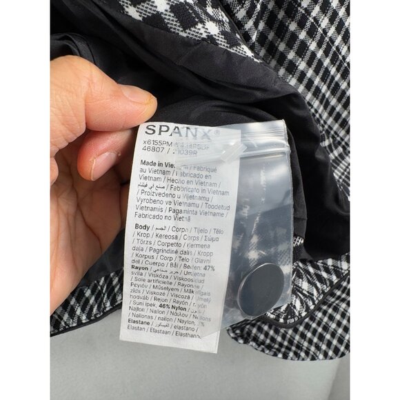 Spanx ponte black white plaid blazer jacket preppy money office sz M - Picture 6 of 6